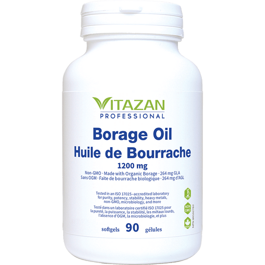 Vitazan    Borage Oil (1000 mg · Non-GMO · Made with Organic Borage · 240 mg GLA) 90 softgels