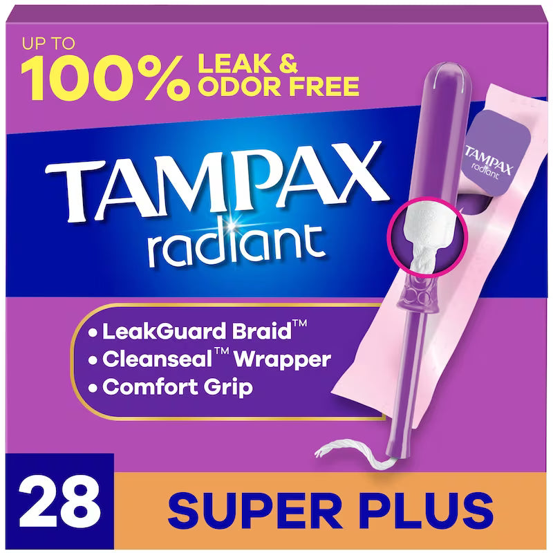 TAMPAX RADIANT TAMPONS SUPER PLUS UNSCENTED 28