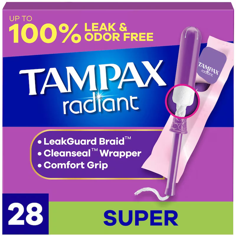 TAMPAX RADIANT TAMPONS SUPER UNSCENTED 28