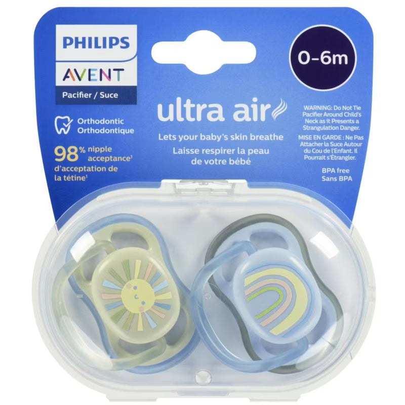 AVENT ULTRA AIR PACIFIERS SMILING SUN 0-6M 2 pack of 4