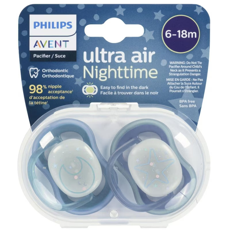 AVEN ULTRA AIR PACIFIERS STAR/MOON 6-18 MONTHS 2 pack of 4
