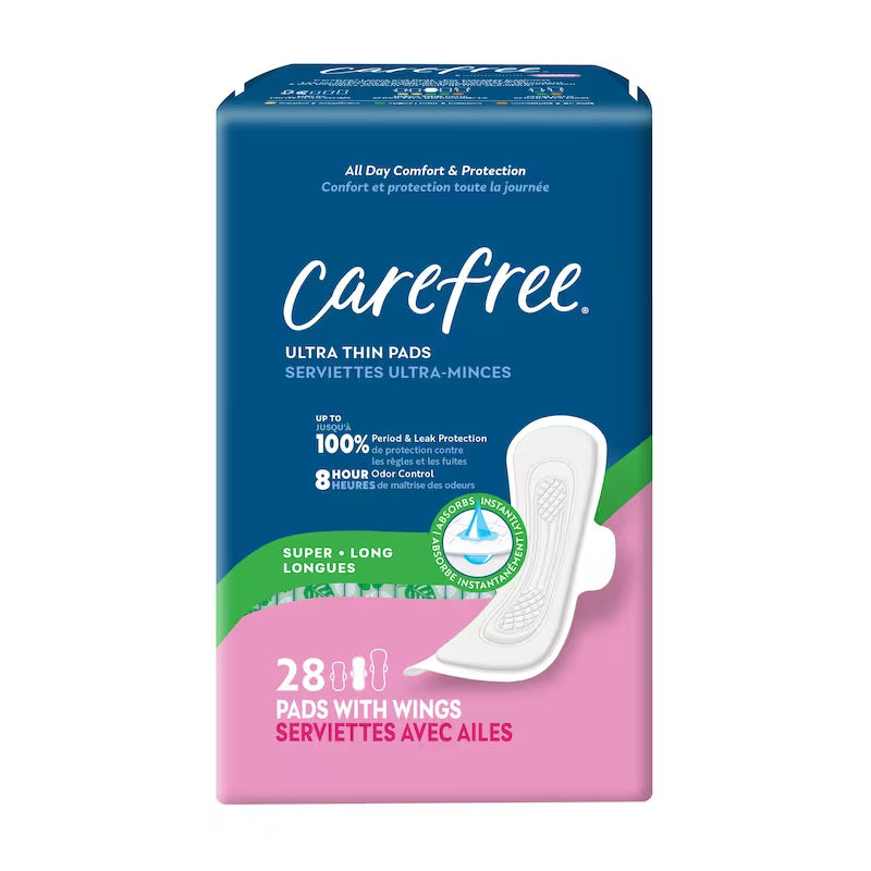 CAREFREE PADS ULTRA THIN SUPER LONG 28 pack of 3