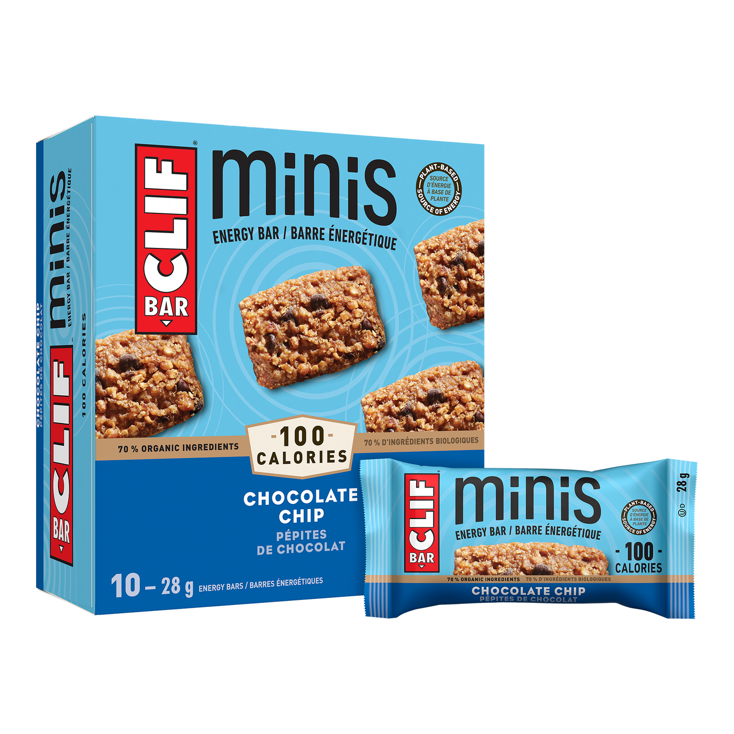 CLIF ENERGY BARS    Mini Bar, Chocolate Chip   ( 10 X 28g )