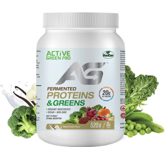 ACTIVE GREEN PRO FERMENTED VEGAN PROTEINS & GREENS   VANILLA  520G