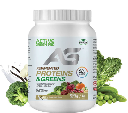 ACTIVE GREEN PRO FERMENTED VEGAN PROTEINS & GREENS   VANILLA  520G