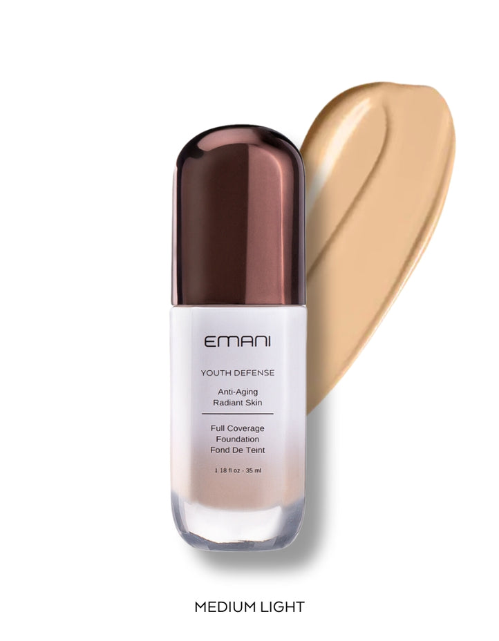 Emani Cosmetics - YOUTH DEFENSE FOUNDATION 35mL - MEDIUM-LIGHT Youth Defence Foundation