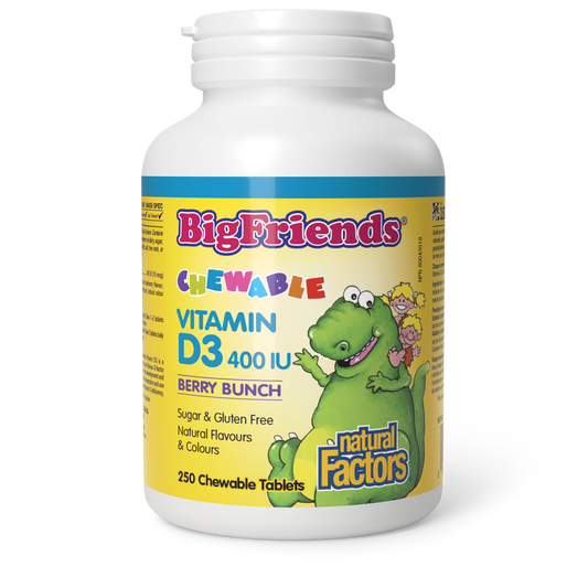 Natural Factors   Chewable Vitamin D3 400 IU, Berry, Big Friends®   250 chewschews
