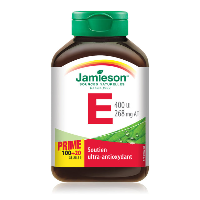 Jamieson    JMS Vitamin E 400IU Bonus 100's + 20's Free    100+20Softgels