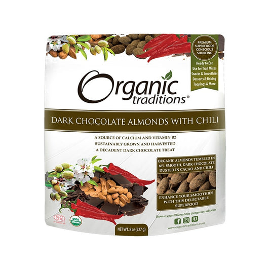 Organic Traditions   Almonds, Dark Chocolate With Chili 227g