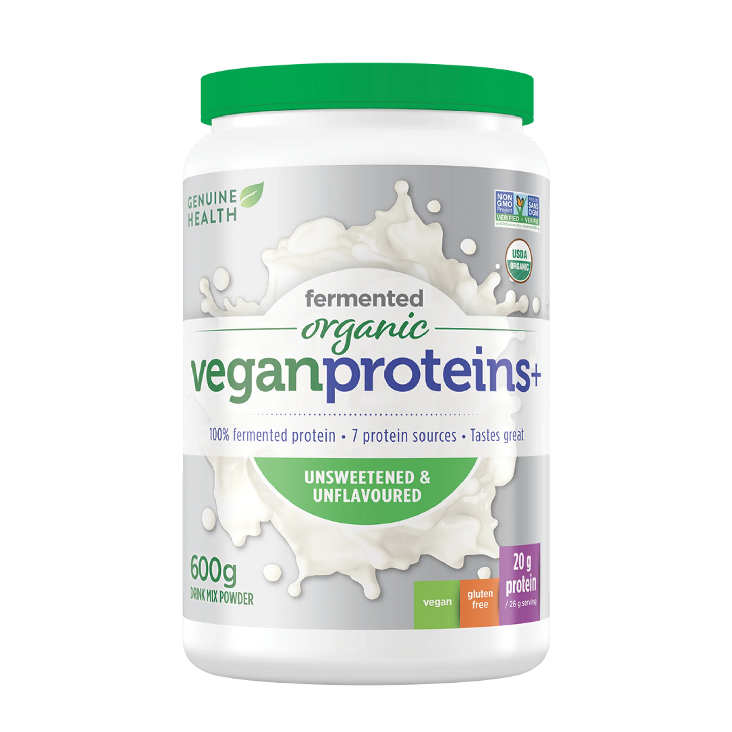 Genuin Health   fermented organic vegan proteins+ unflavoured & unsweetened 23 servings