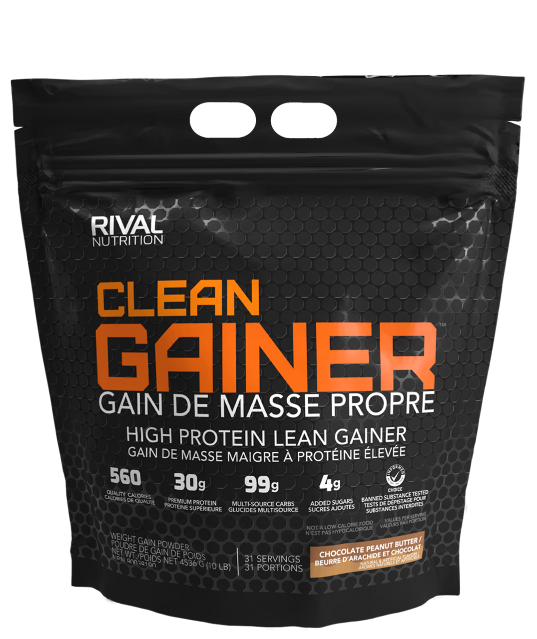 RIVALUS   CLEAN GAINER   CHOCOLATE PEANUT BUTTER   10lbs