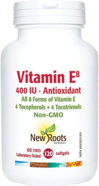 NEW ROOTS    Vitamin E8 400 IU · Antioxidant    120 softgels