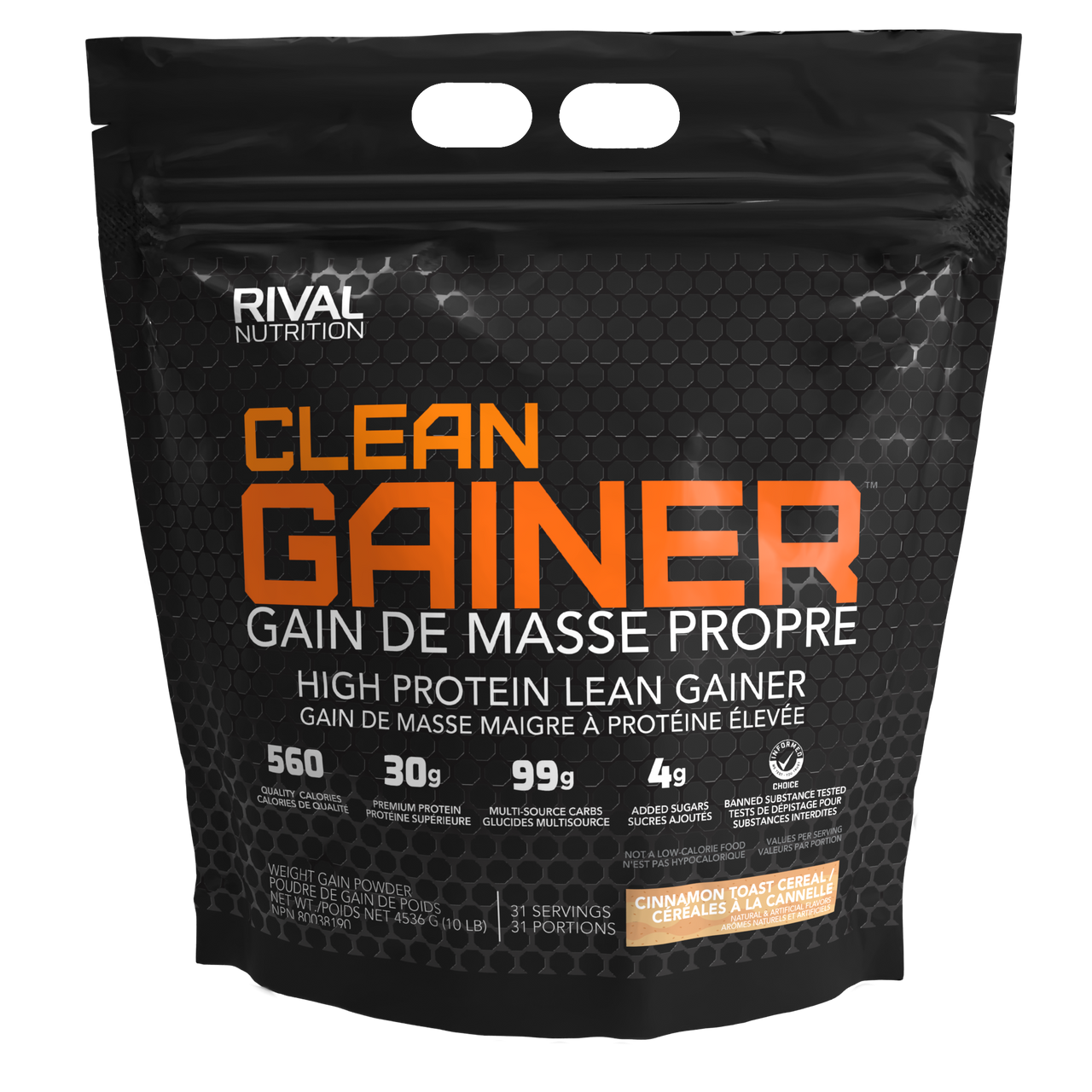 RIVALUS   CLEAN GAINER   CINNAMON TOAST CEREAL   10lbs