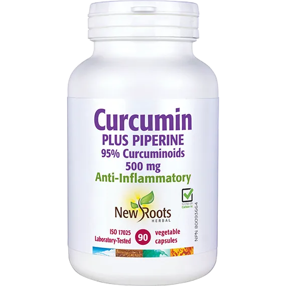 NEW ROOTS    Curcumin Plus Piperine · 95% Curcuminoids · 500 mg    90 capsules