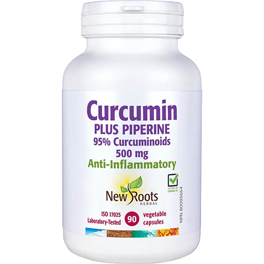 NEW ROOTS    Curcumin Plus Piperine · 95% Curcuminoids · 500 mg    90 capsules
