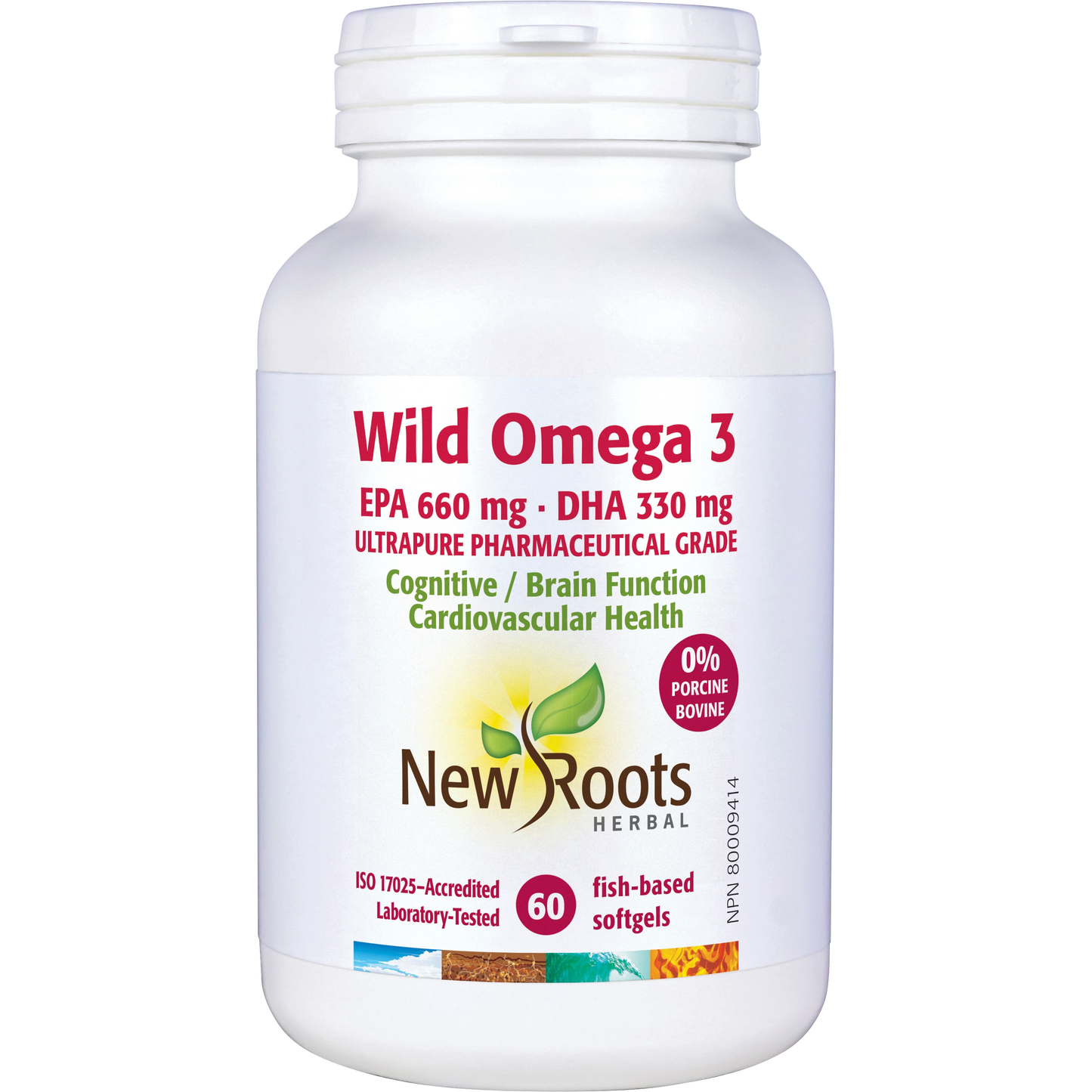 NEW ROOTS    Wild Omega 3 EPA 660 mg · DHA 330 mg ·     60 softgels