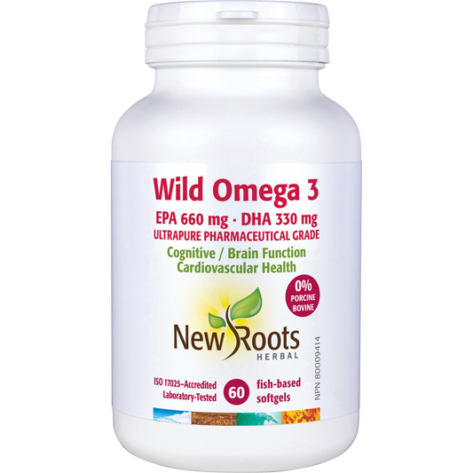 NEW ROOTS    Wild Omega 3 EPA 660 mg · DHA 330 mg ·     60 softgels