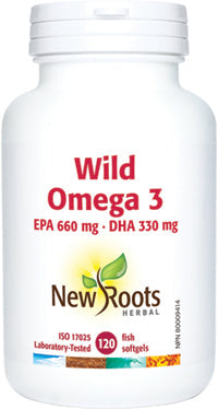 NEW ROOTS    Wild Omega 3 EPA 660 mg · DHA 330 mg     120 softgels