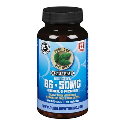Pure Lab Vitamins   Bioactive B6 (Pyridoxal-5-Phosphate 50 mg) - Slow Release - 60 vegi caps