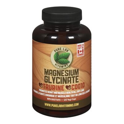 Pure Lab Vitamins   Magnesium Glycinate 75 mg + Taurine 375mg + CoQ10 20mg - 120 vegi caps