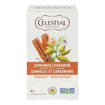 CELESTIAL   ORGANIC  CINNAMON  CARDAMOM   HERBAL  TEA    18BG