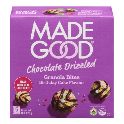 Made Good   Oat Snack Bites   Chocolate Drizzled Bday Cake120G