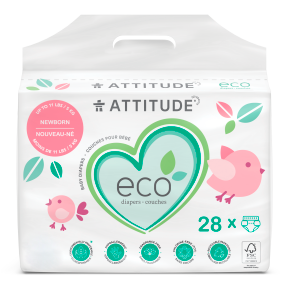 Clearance - ATTITUDE  NEWBORN ECO DIAPERS 28X
