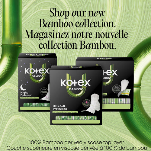 KOTEX BAMBOO PADS ULTRA THIN+WINGS HEAVY 4 pack of 22