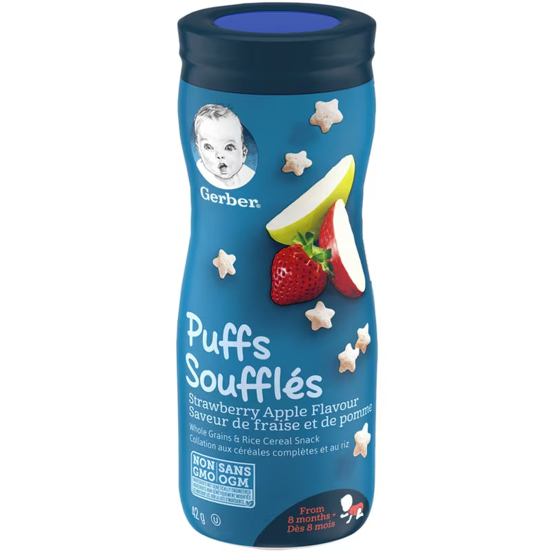GERBER GRAD FINGER FOODS PUFFS APPLE/STBRY 42G pack of 6