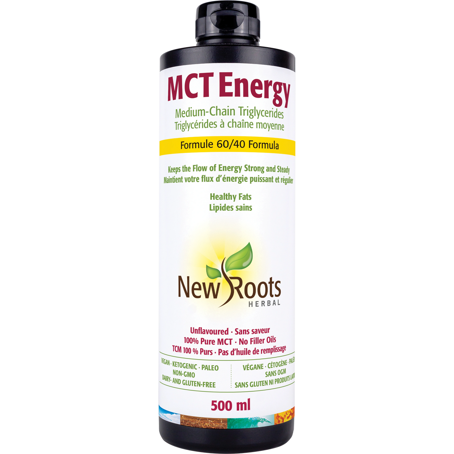 NEW ROOTS    MCT Energy Medium-Chain Triglycerides · 60/40 Formula    500 ml