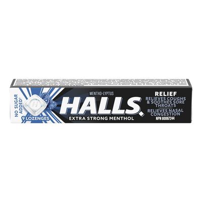 HALLS LOZ MENTHO-LYPTUS XST NO SUGAR ADDED 9PC LOZENGE pack of 20