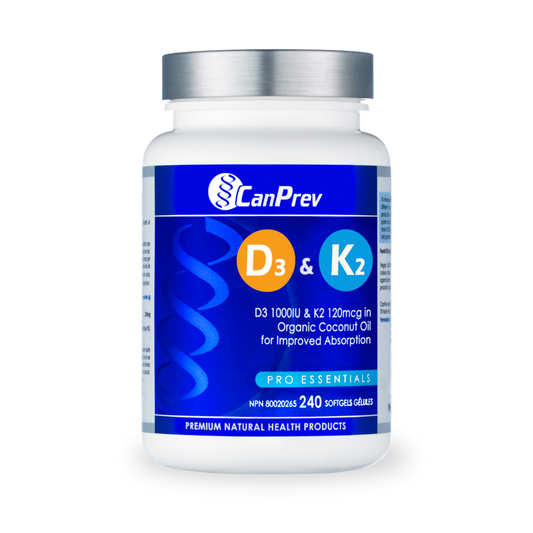 CanPrev   D3 & K2 - Organic Coconut Oil   240 Softgels