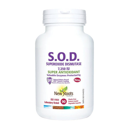NEW ROOTS    S.O.D. Superoxide Dismutase · 7,250 IU    90 capsules