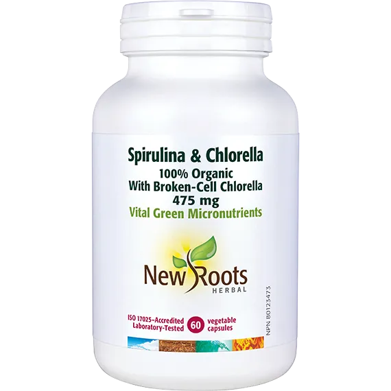 NEW ROOTS    Spirulina & Chlorella  475 mg    60 capsules