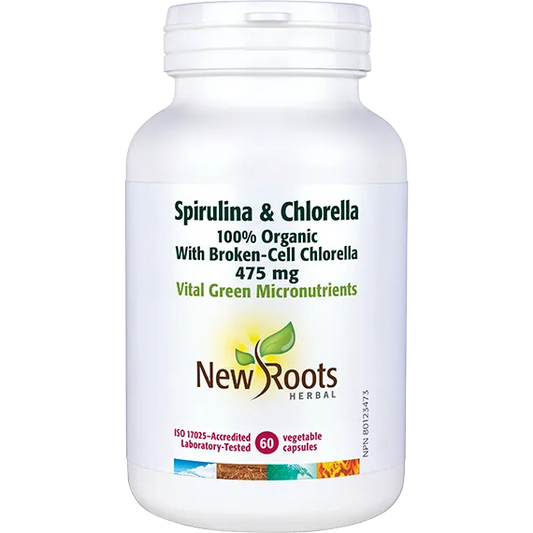 NEW ROOTS    Spirulina & Chlorella  475 mg    60 capsules
