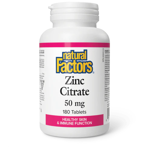 Natural Factors   Zinc Citrate 50 mg   180 tabstabs