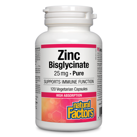 Natural Factors   Zinc Bisglycinate 25 mg   120vcaps