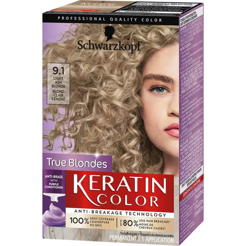 SCHWARZKOPF KERATIN COLOR #9.1 LIGHT ASH BLONDE