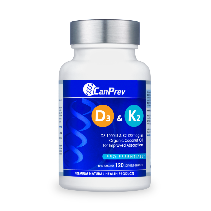 CanPrev   D3 & K2 - Organic Coconut Oil   120 Softgels