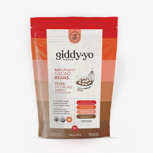 GIDDY-YO   Cacao Beans - Raw - Organic Fairly Traded Peruvian Criollo - NEW SIZE   12 oz/ 340 g
