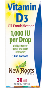NEW ROOTS    Vitamin D3 Oil Emulsification · 1,000 IU per Drop    30 ml (1,050 doses)