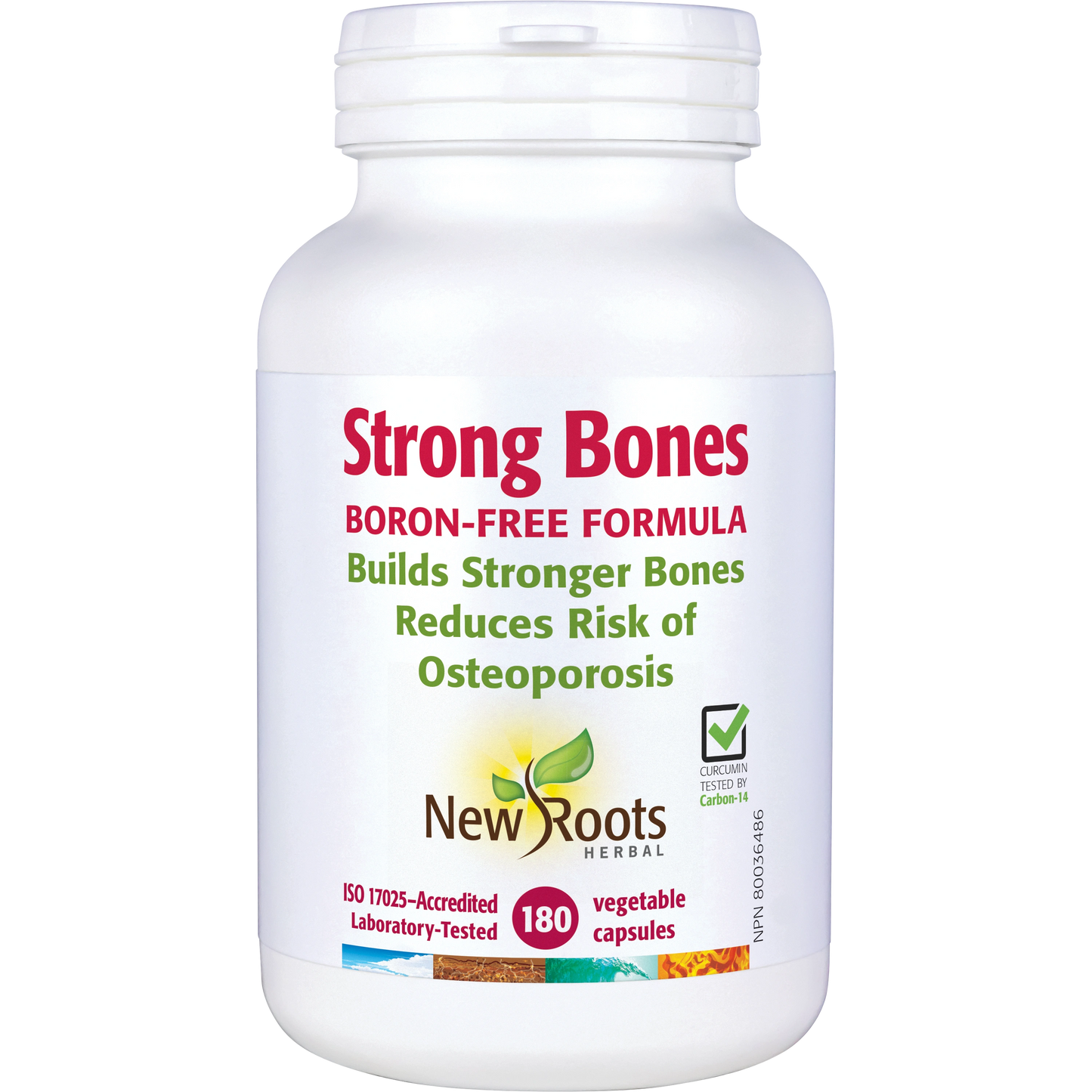 NEW ROOTS    Strong Bones Boron-Free Formula    180 capsules