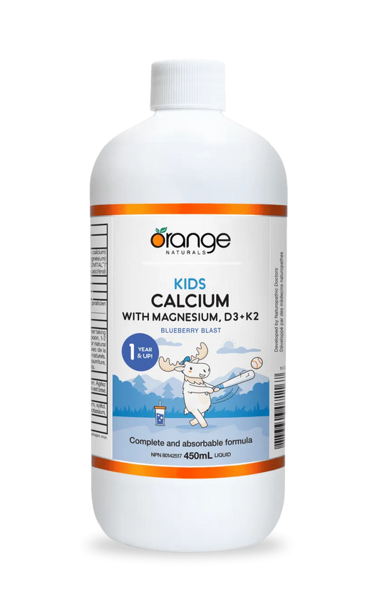 Orange Natural - Kids Calcium with Magnesium, D3 + K2 - Blueberry Blast - 450 mL