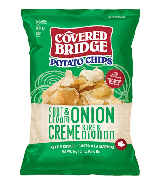 Covered Bridge Potato Chips - Sour Cream & Onion - 24 x 60g