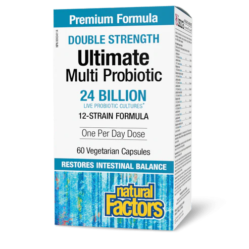 Natural Factors   Ultimate Multi Probiotic Double Strength 24 Billion Live Probiotic Cultures   60vcaps