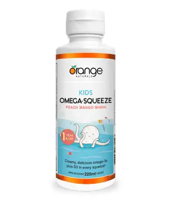 Orange naturals    Kids Omega·Squeeze - Peach Mango Mania    225 mL