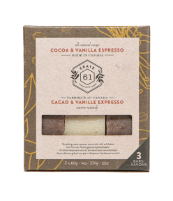 Crate 61 Organics Inc.   Cocoa Vanilla Espresso Bar Soap 3pk