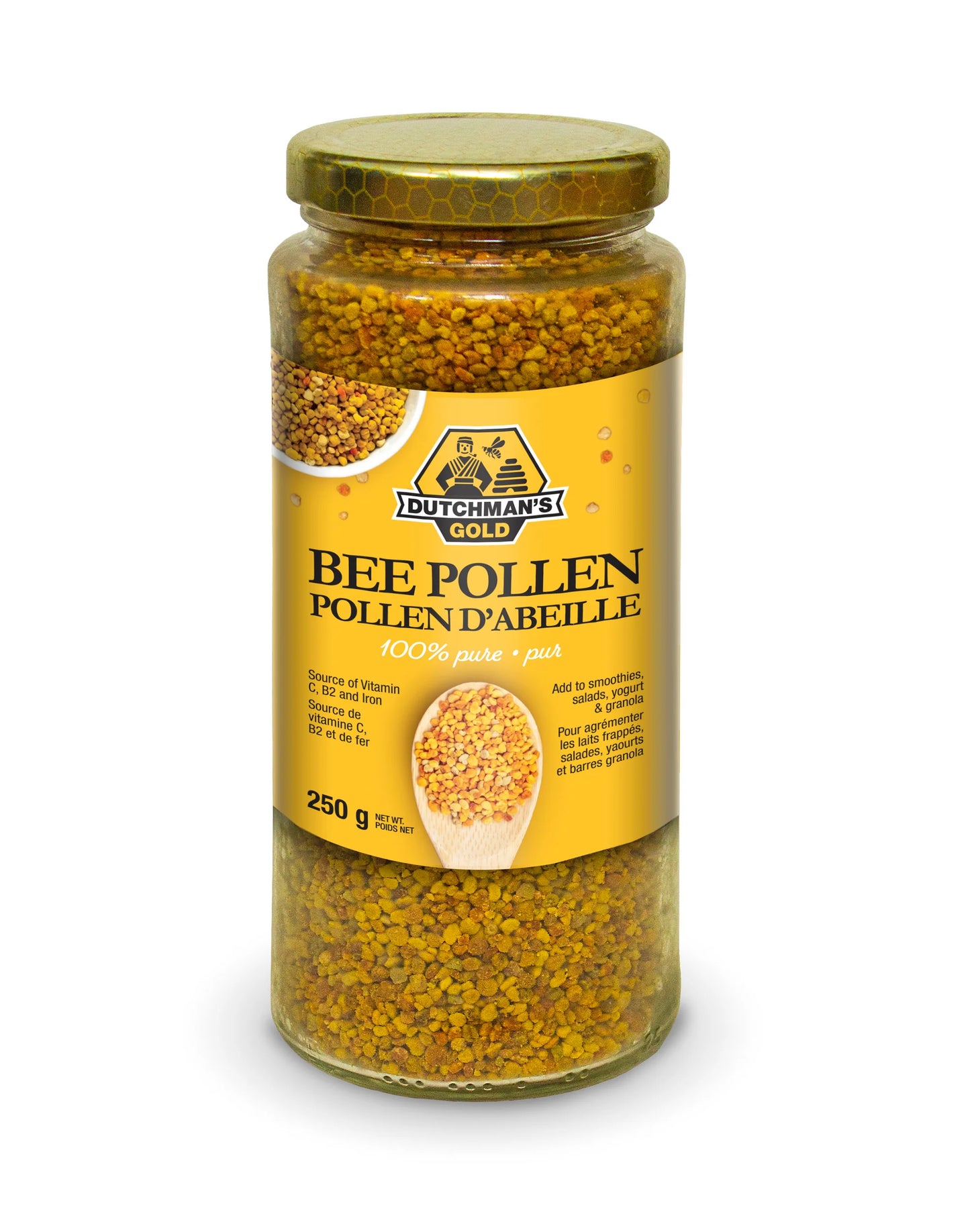 DUTCHMAN’S GOLD -   Pure Bee Pollen (glass jar)    250g
