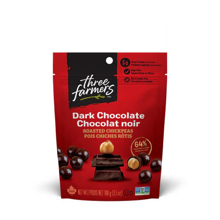 Three Farmers   Dark Chocolate Chickpeas PDQ 1disp
