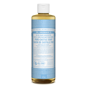 DR. BRONNER’S -    Pure Castile Liquid Soap, Baby, Unscented (NGM/vegan)    473ml